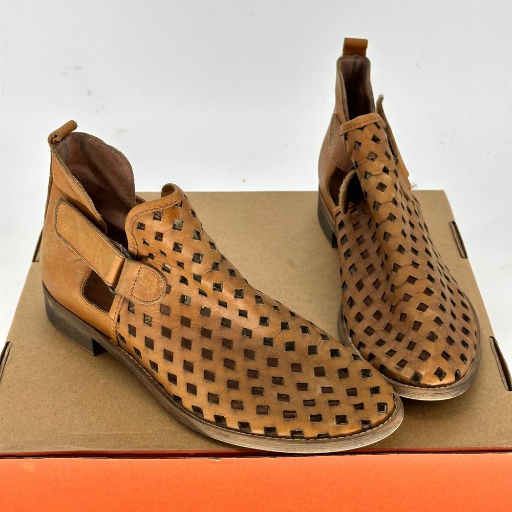 Musse & Cloud Caila Cutout Ankle Boots Booties Brown Tan Leather Spain 40 US 9.5